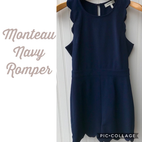 Monteau Dresses & Skirts - Monteau Navy Romper